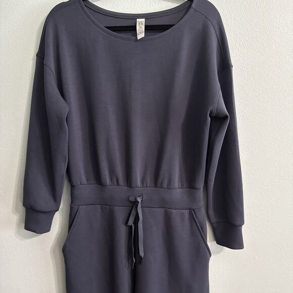 Spanx Air Essentials Wide Leg off shoulder jumpsuit Women's M Long Sleeve Blue - Picture 3 of 5